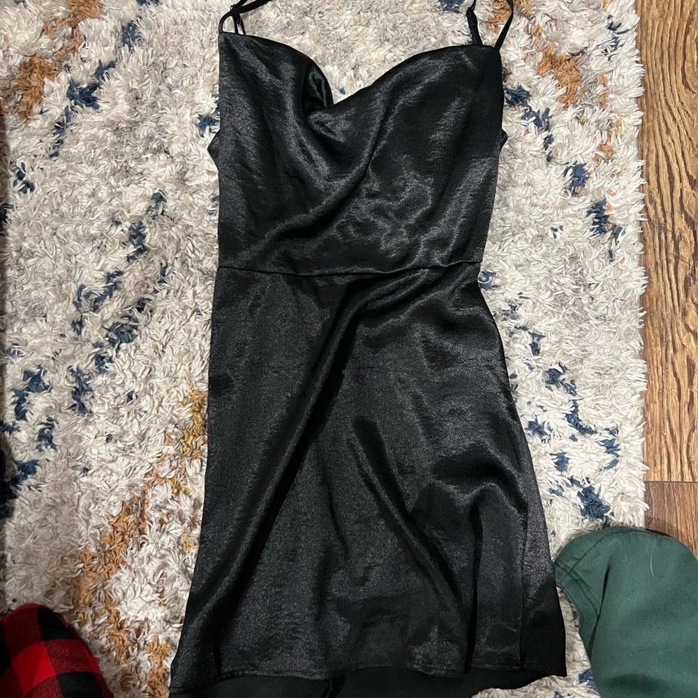 Black satin dress